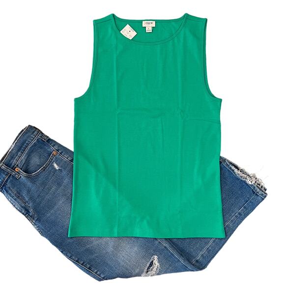 NWT J. Crew Green Clover Shell Tank Top - SIZE MEDIUM - Picture 1 of 8